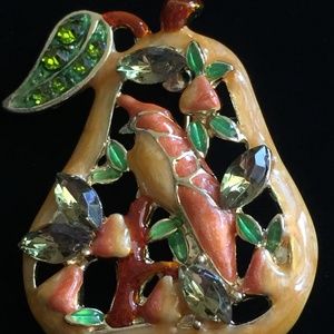 12 DAYS CHRISTMAS TREE PARTRIDGE IN A PEAR BROOCH